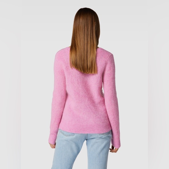 Selected Femme Coquette Girl Baby Pink Wool Mohair Blend V-Neck Sweater - Picture 3 of 15